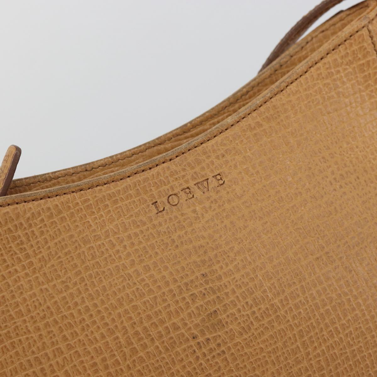 LOEWE Shoulder Bag Leather Beige Gold Auth SW2227A