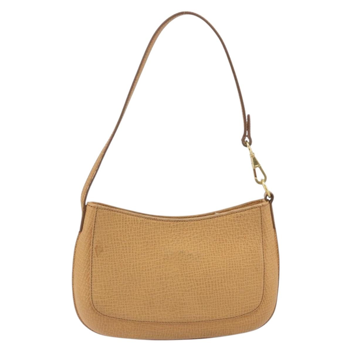 LOEWE Shoulder Bag Leather Beige Gold Auth SW2227A
