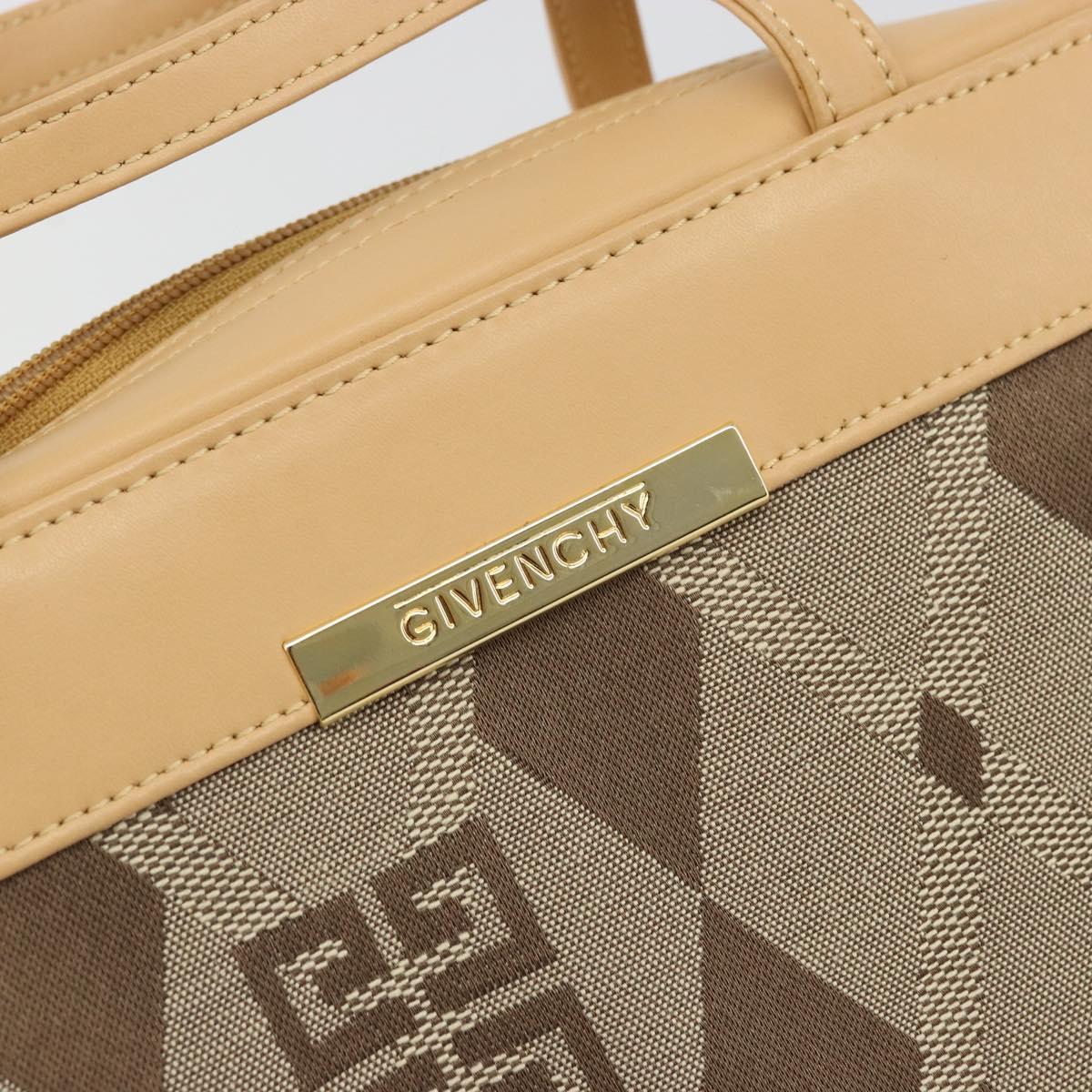 GIVENCHY Hand Bag Canvas Beige Gold Auth SW2228A