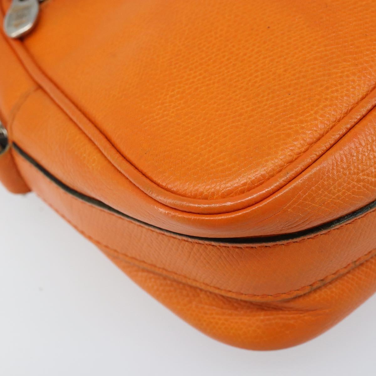CELINE Shoulder Bag Leather Orange Gold Auth SW2232A