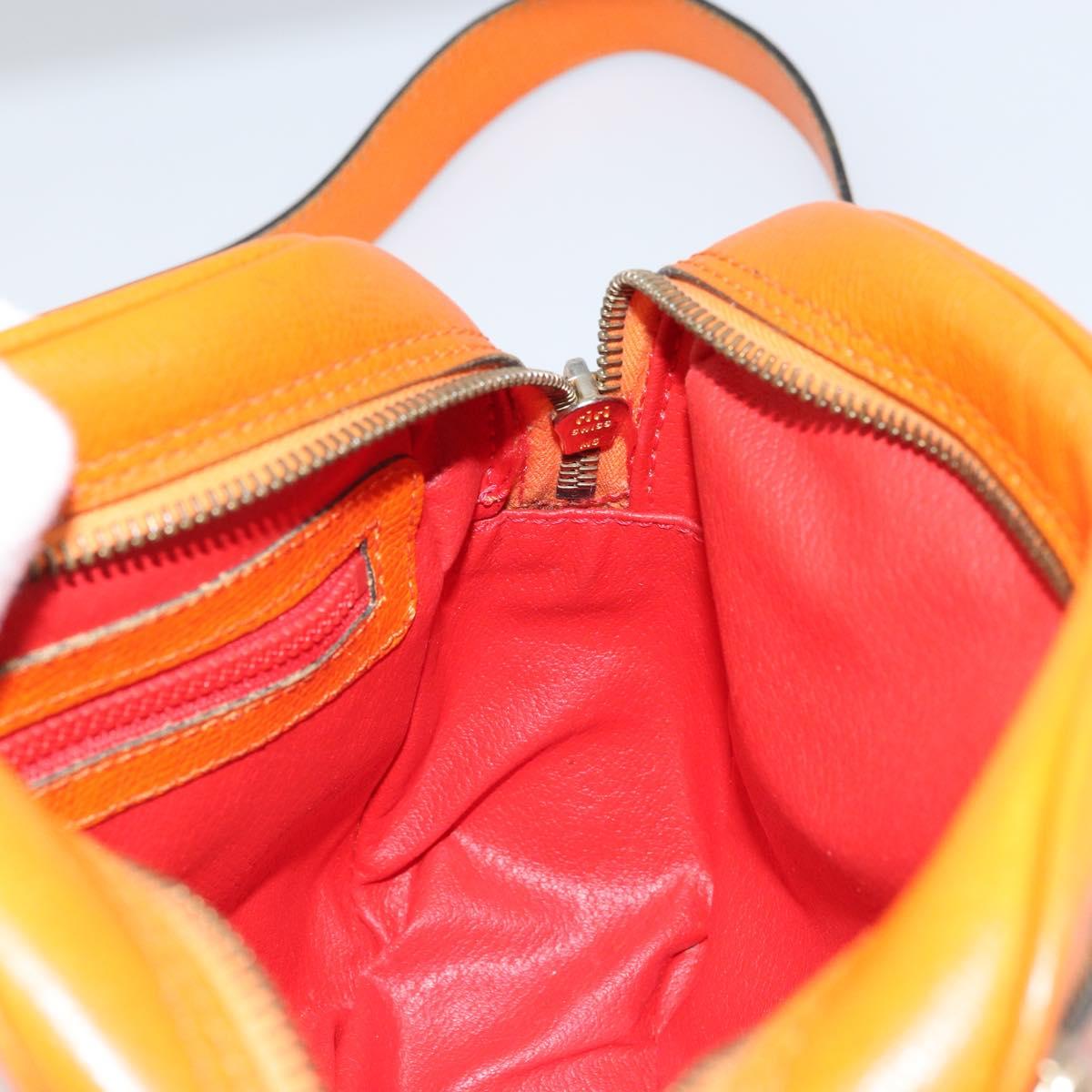 CELINE Shoulder Bag Leather Orange Gold Auth SW2232A