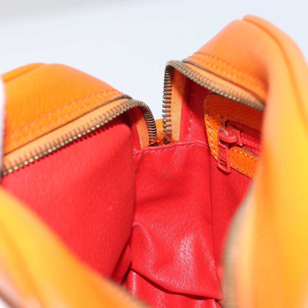 CELINE Shoulder Bag Leather Orange Gold Auth SW2232A