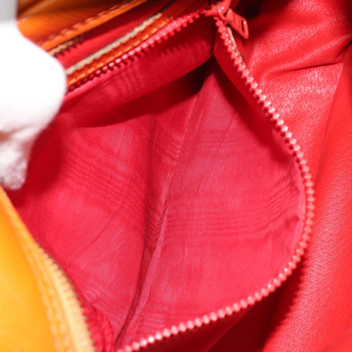 CELINE Shoulder Bag Leather Orange Gold Auth SW2232A