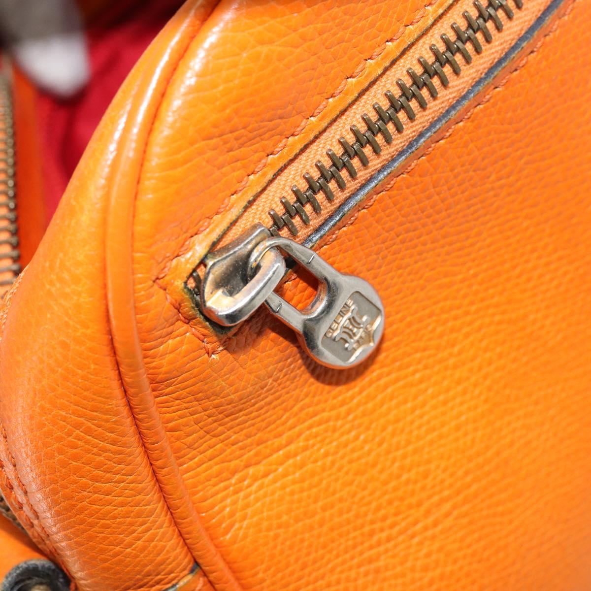 CELINE Shoulder Bag Leather Orange Gold Auth SW2232A