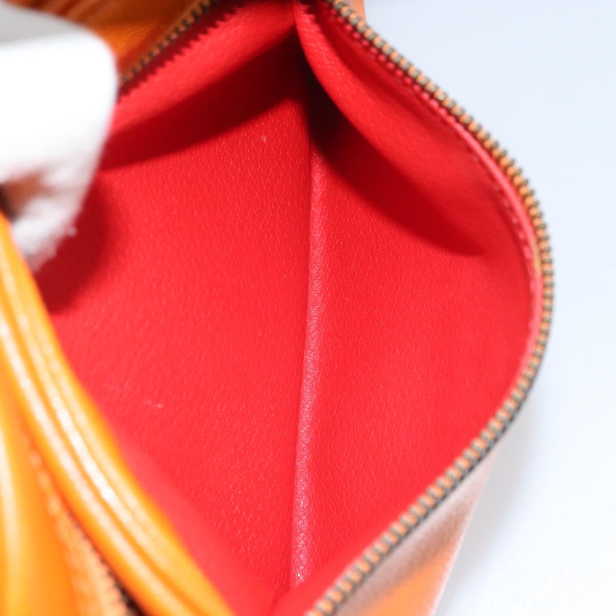 CELINE Shoulder Bag Leather Orange Gold Auth SW2232A