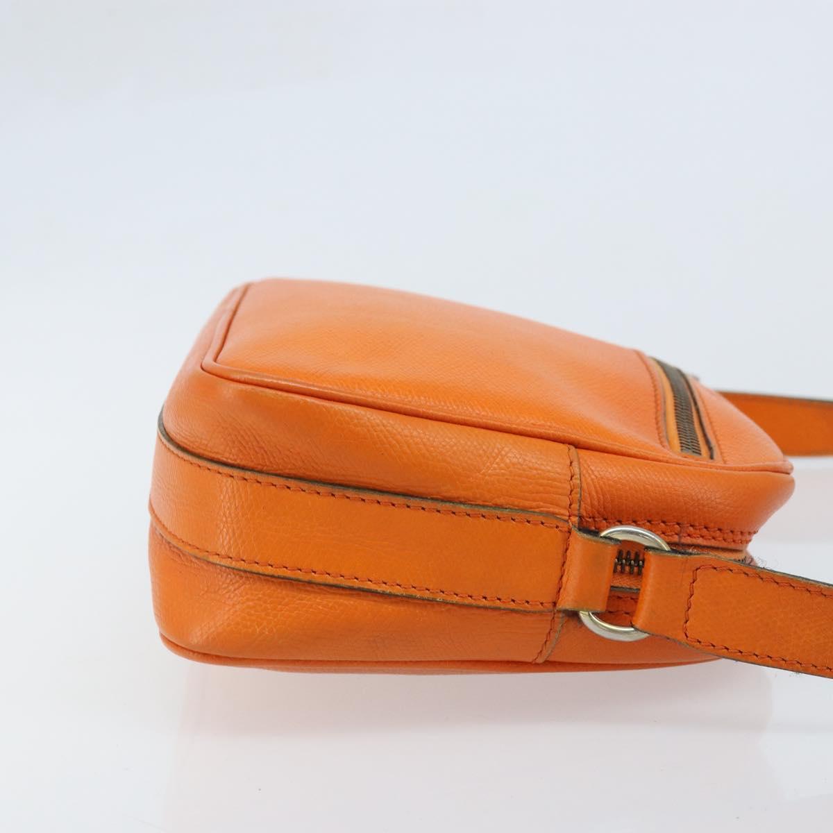 CELINE Shoulder Bag Leather Orange Gold Auth SW2232A