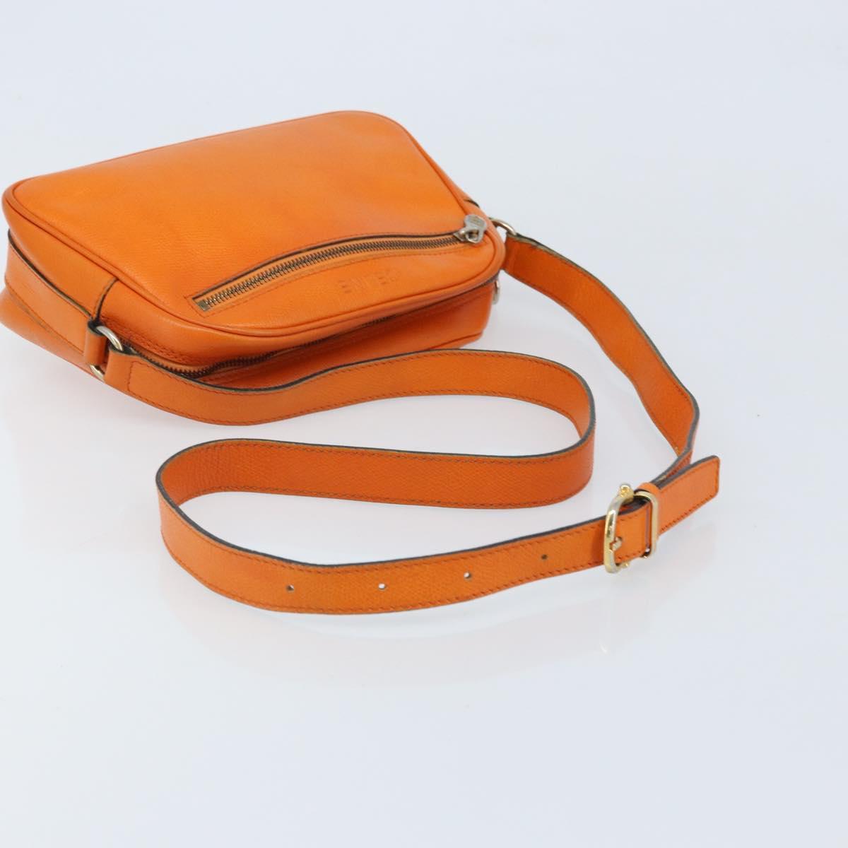CELINE Shoulder Bag Leather Orange Gold Auth SW2232A