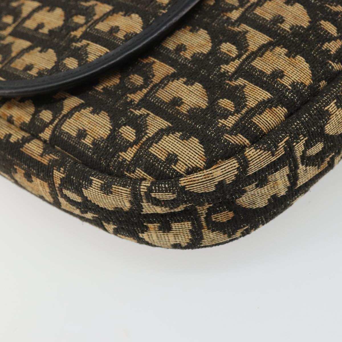 Christian Dior Trotter Canvas Shoulder Bag Navy Gold Auth SW2239