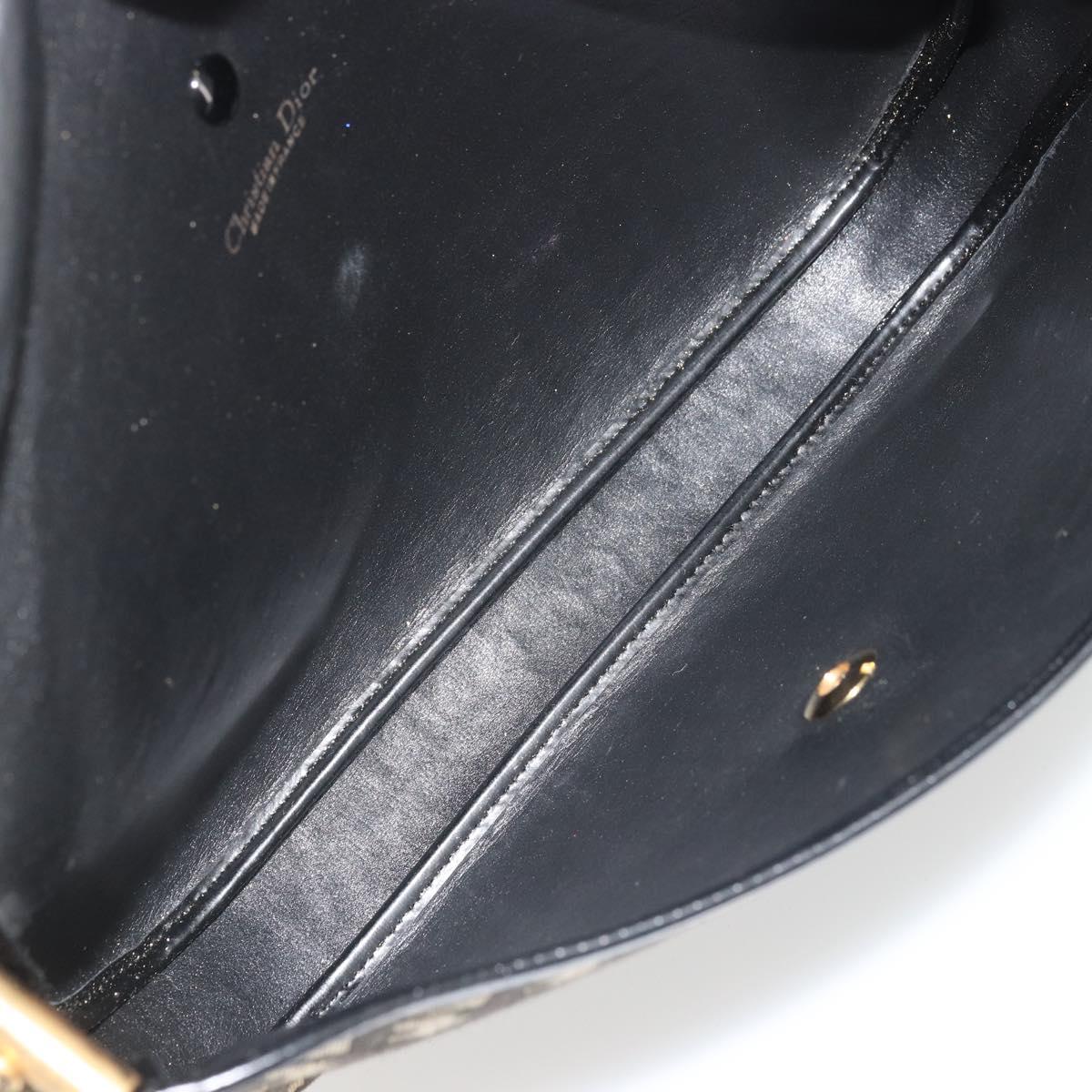 Christian Dior Trotter Canvas Shoulder Bag Navy Gold Auth SW2239