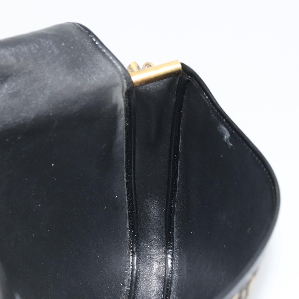 Christian Dior Trotter Canvas Shoulder Bag Navy Gold Auth SW2239
