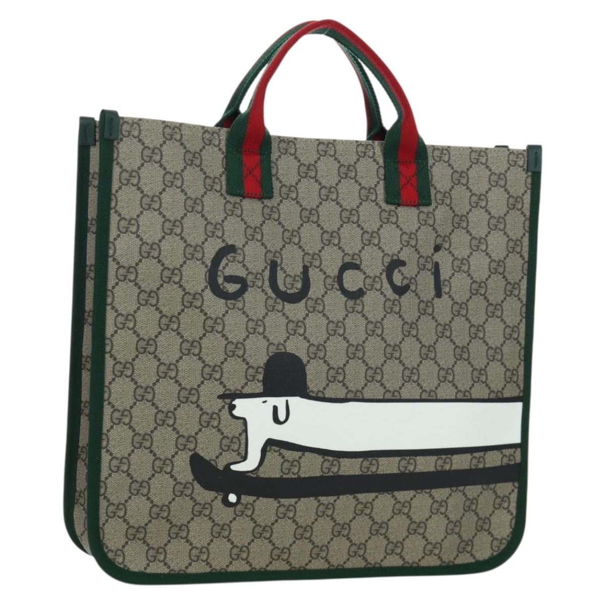 GUCCI GG Supreme Children's Web Sherry Line Bag PVC Beige 605831 Auth SW2244SAM