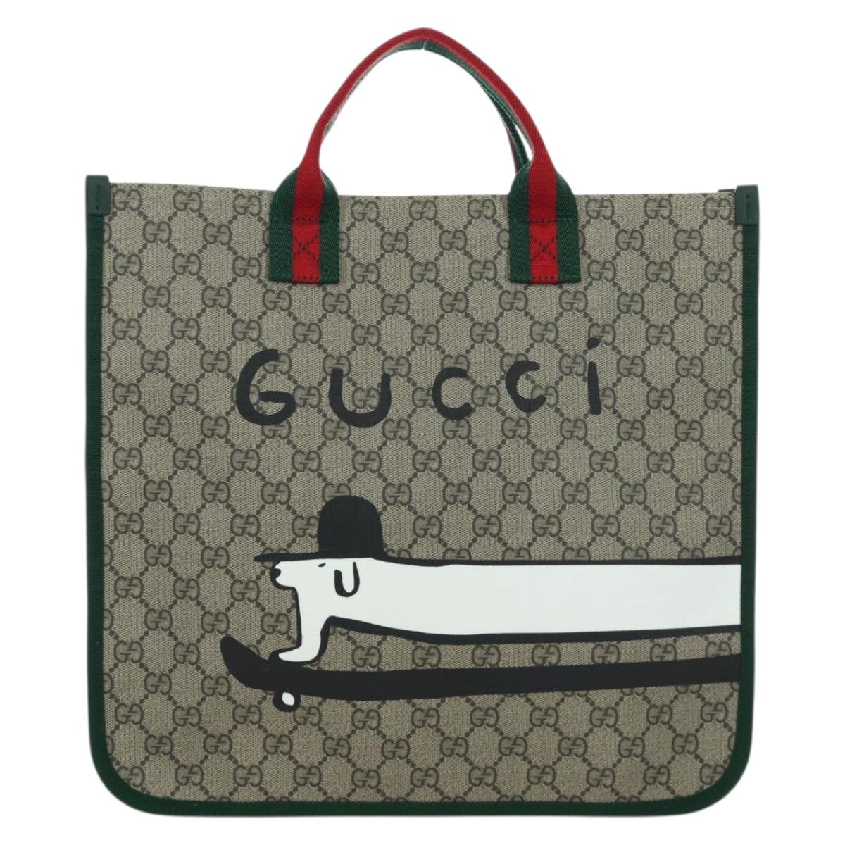 GUCCI GG Supreme Children's Web Sherry Line Bag PVC Beige 605831 Auth SW2244SAM