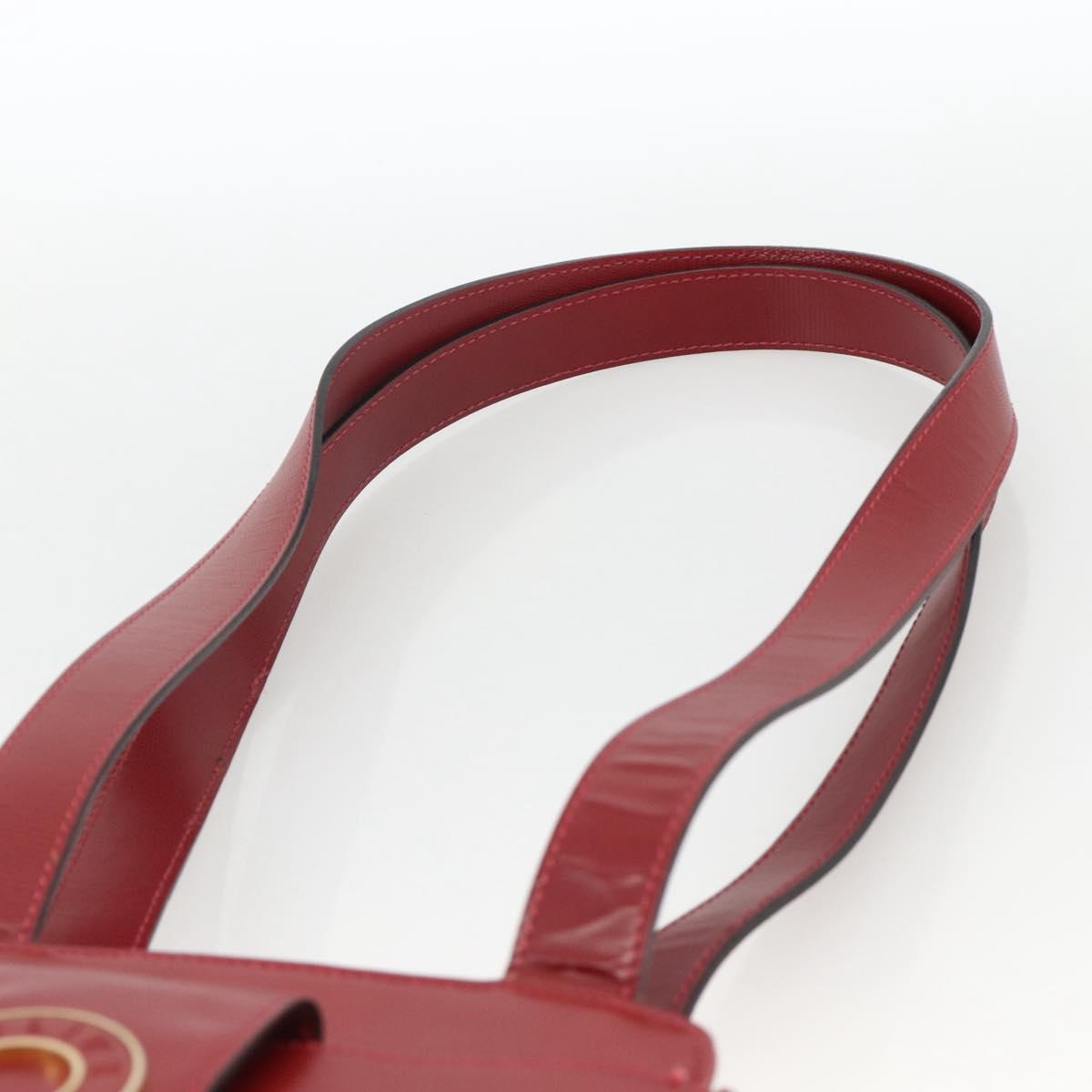 CELINE Circle Tote Bag Leather Gold Bordeaux Auth SW2245A