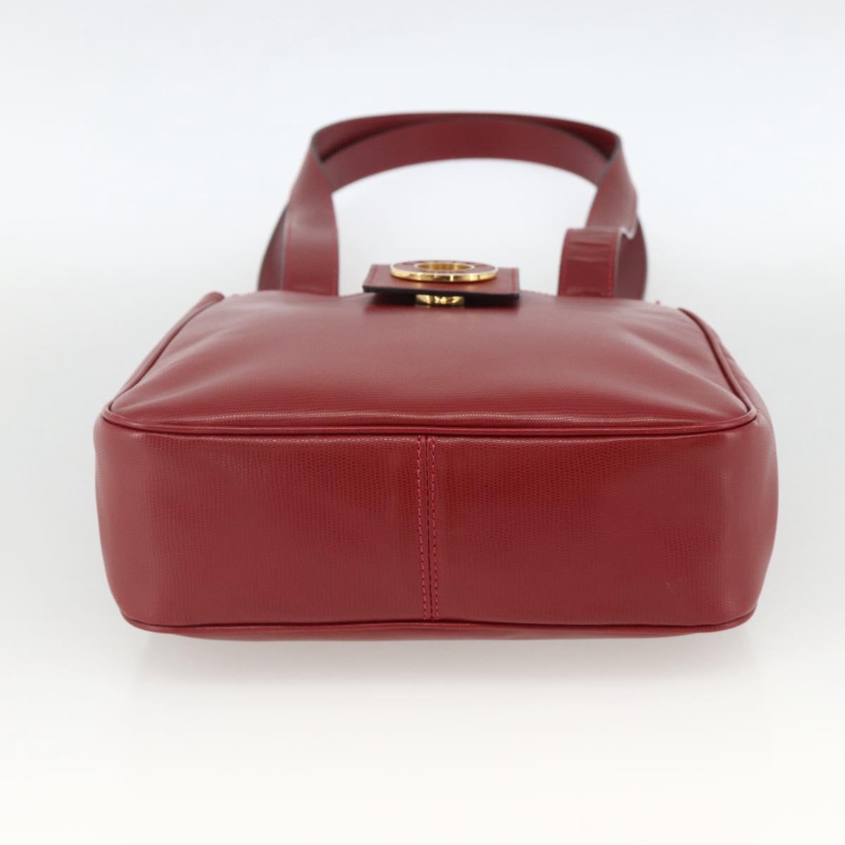 CELINE Circle Tote Bag Leather Gold Bordeaux Auth SW2245A