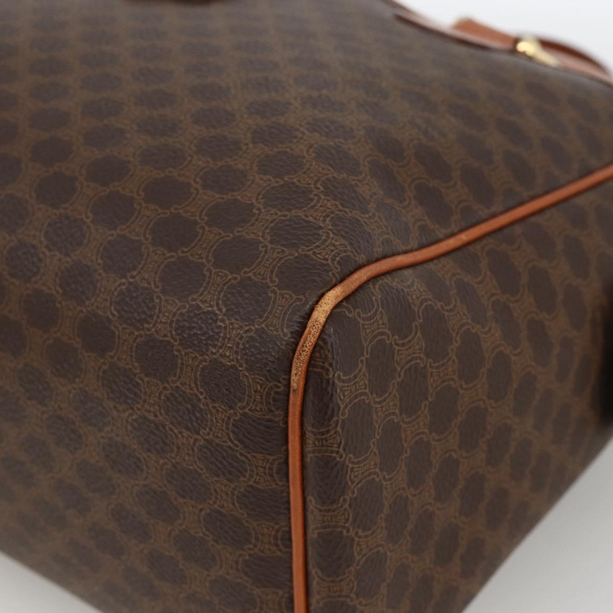 CELINE Macadam Canvas Hand Bag PVC Leather Brown Gold Auth SW2247A