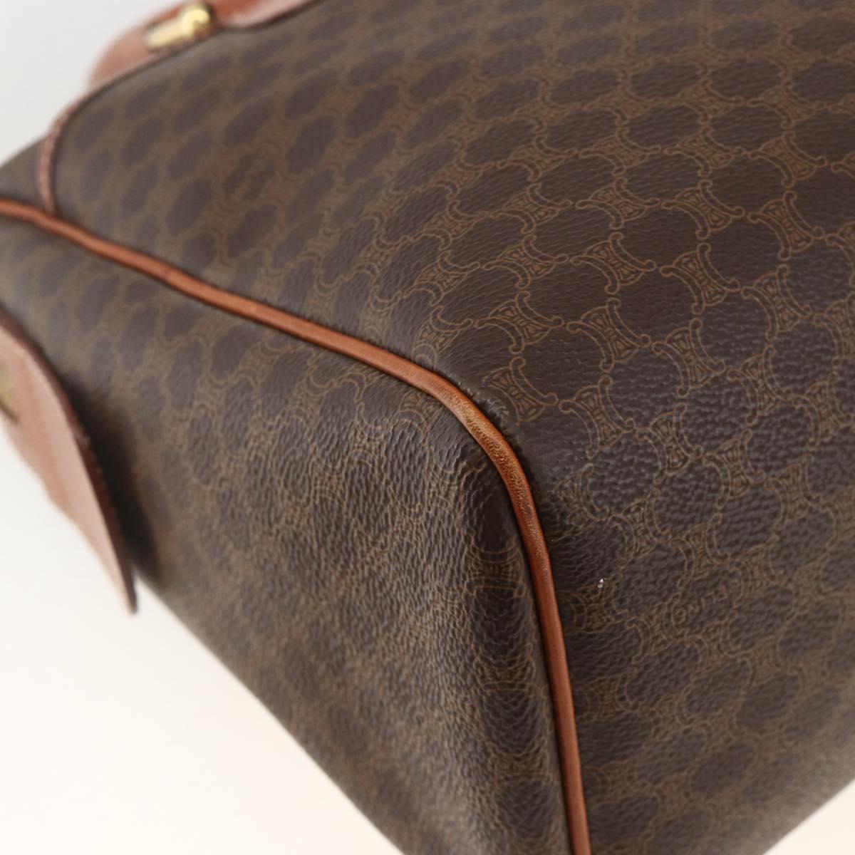 CELINE Macadam Canvas Hand Bag PVC Leather Brown Gold Auth SW2247A