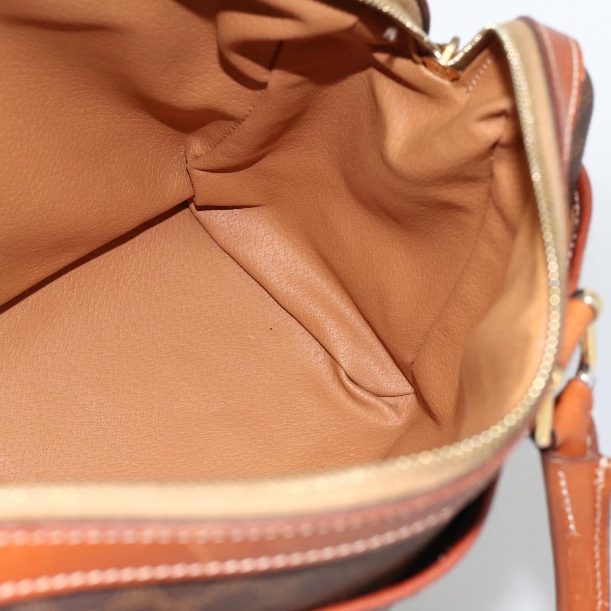 CELINE Macadam Canvas Hand Bag PVC Leather Brown Gold Auth SW2247A