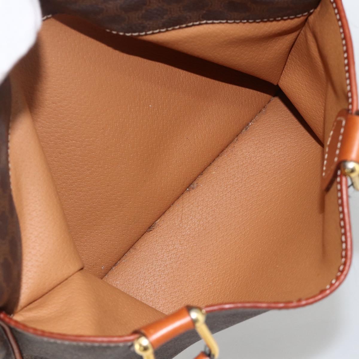 CELINE Macadam Canvas Hand Bag PVC Leather Brown Gold Auth SW2247A