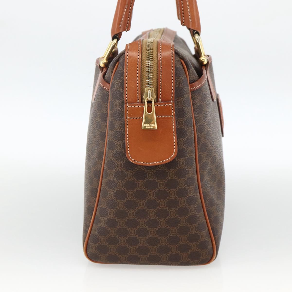 CELINE Macadam Canvas Hand Bag PVC Leather Brown Gold Auth SW2247A