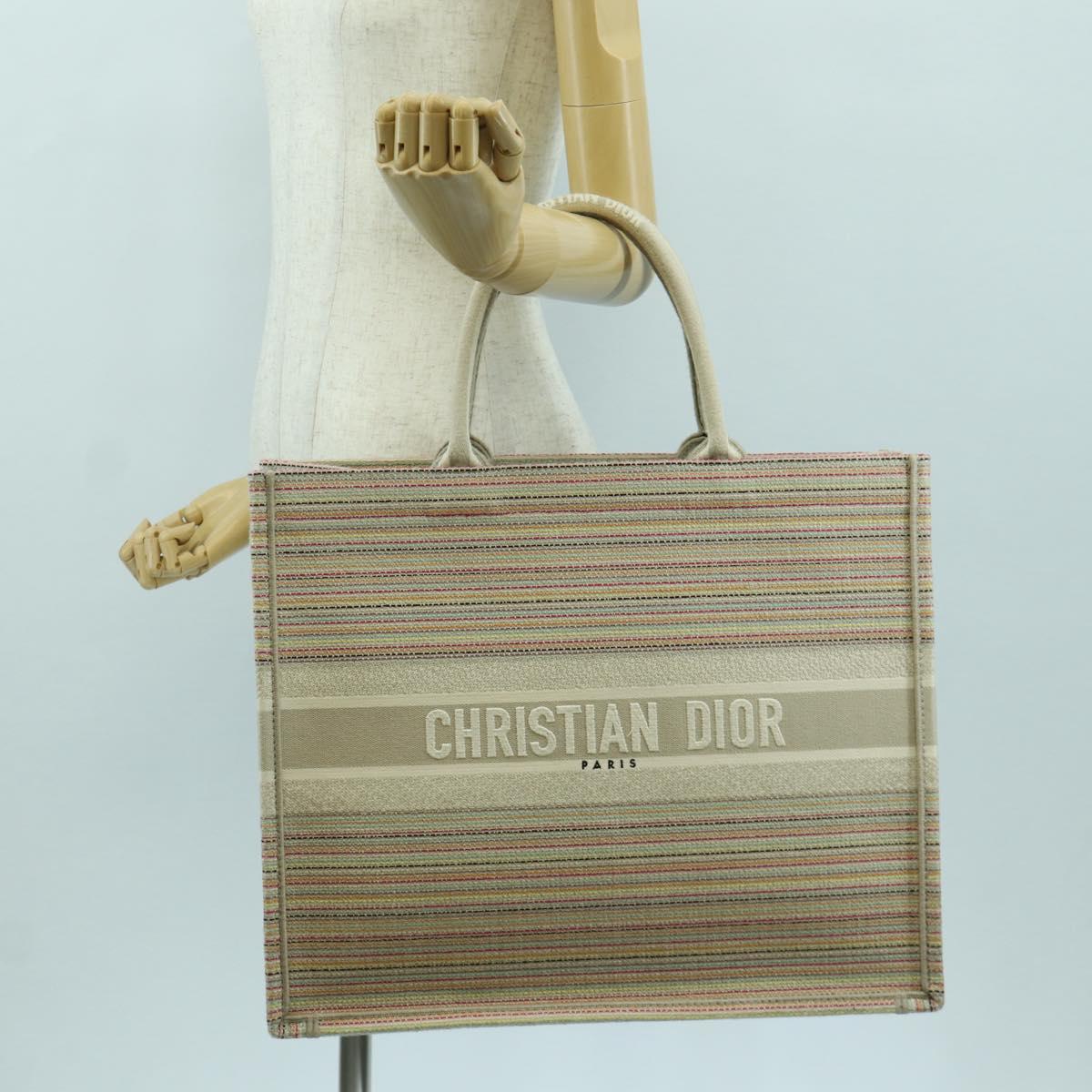 Christian Dior Book Tote Tote Bag Canvas Beige Auth SW2253SAM