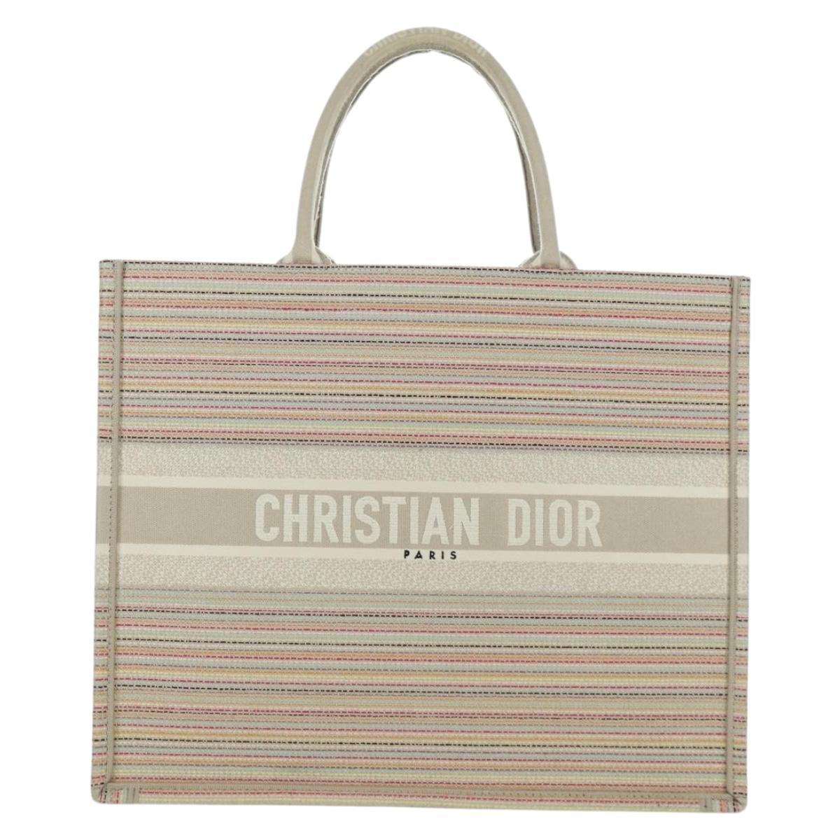 Christian Dior Book Tote Tote Bag Canvas Beige Auth SW2253SAM