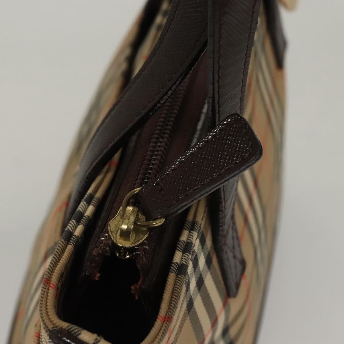 BURBERRY Nova Check Hand Bag Canvas Beige Auth sw226