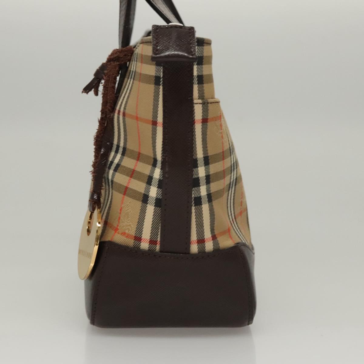 BURBERRY Nova Check Hand Bag Canvas Beige Auth sw226