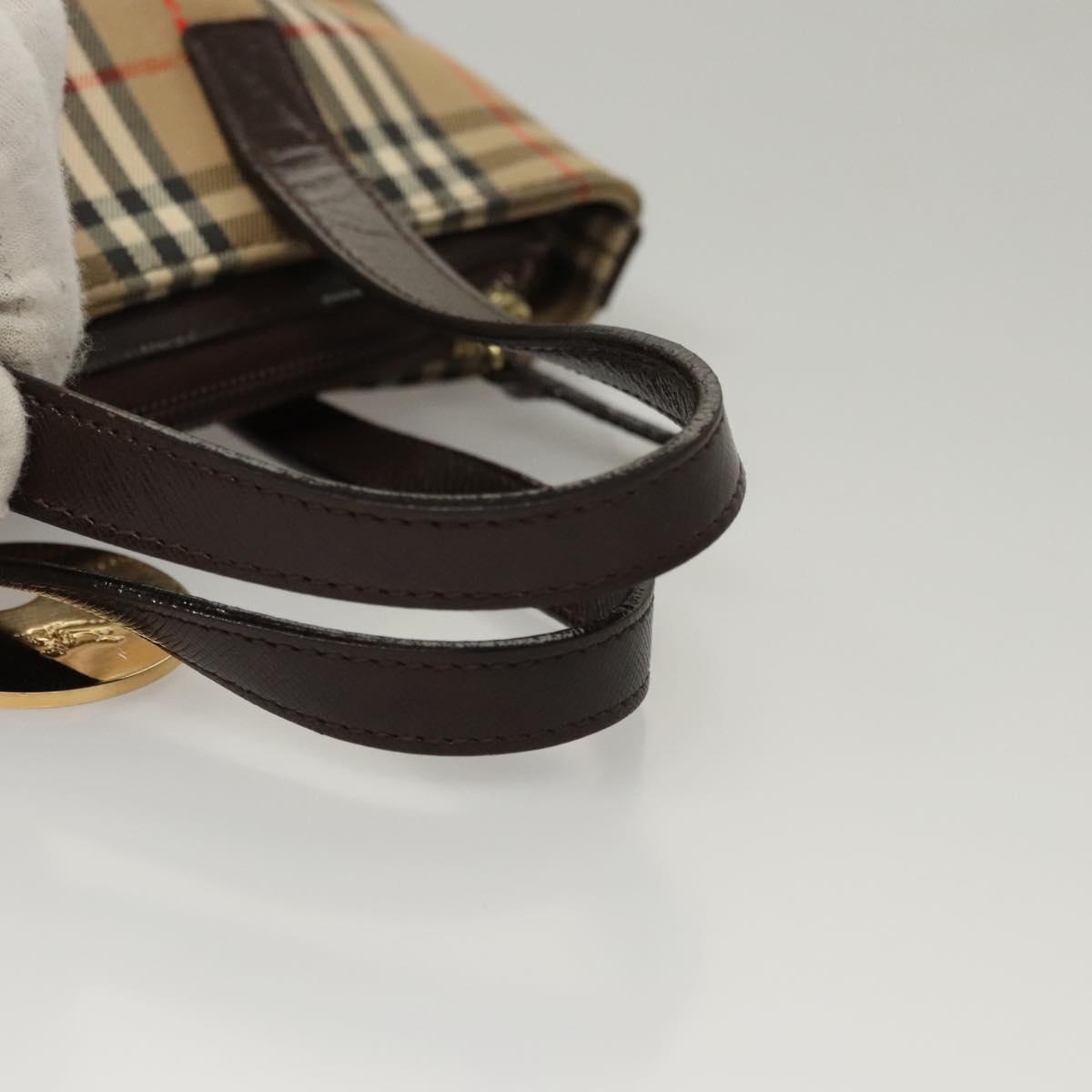 BURBERRY Nova Check Hand Bag Canvas Beige Auth sw226