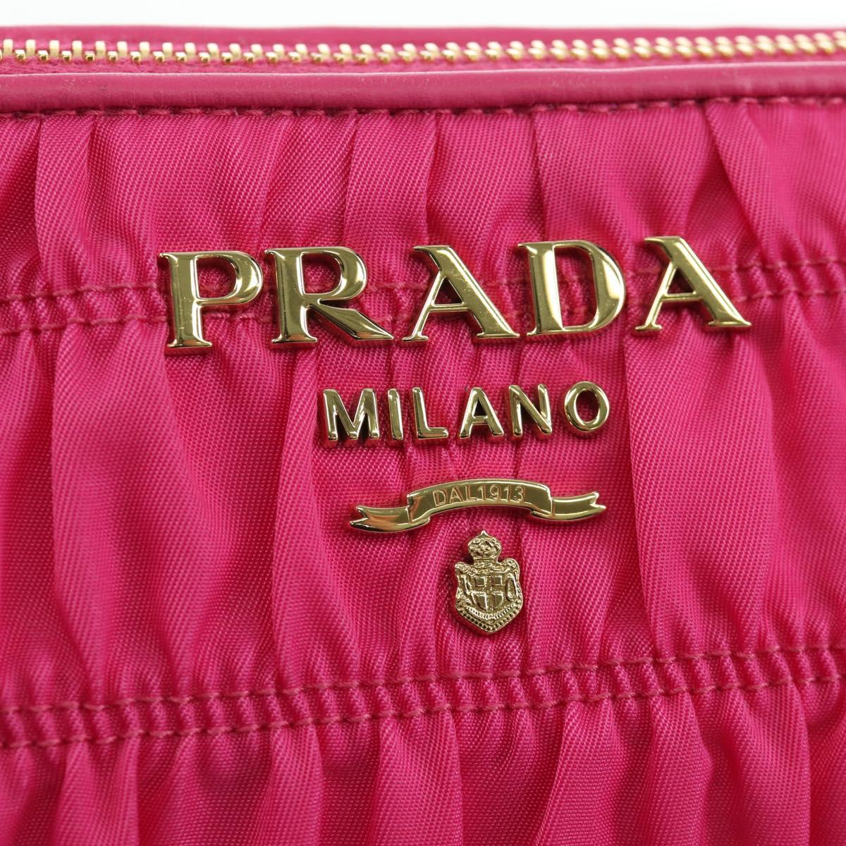 PRADA Chain Shoulder Bag Nylon Pink Gold 1BH152 Auth SW2261SAM