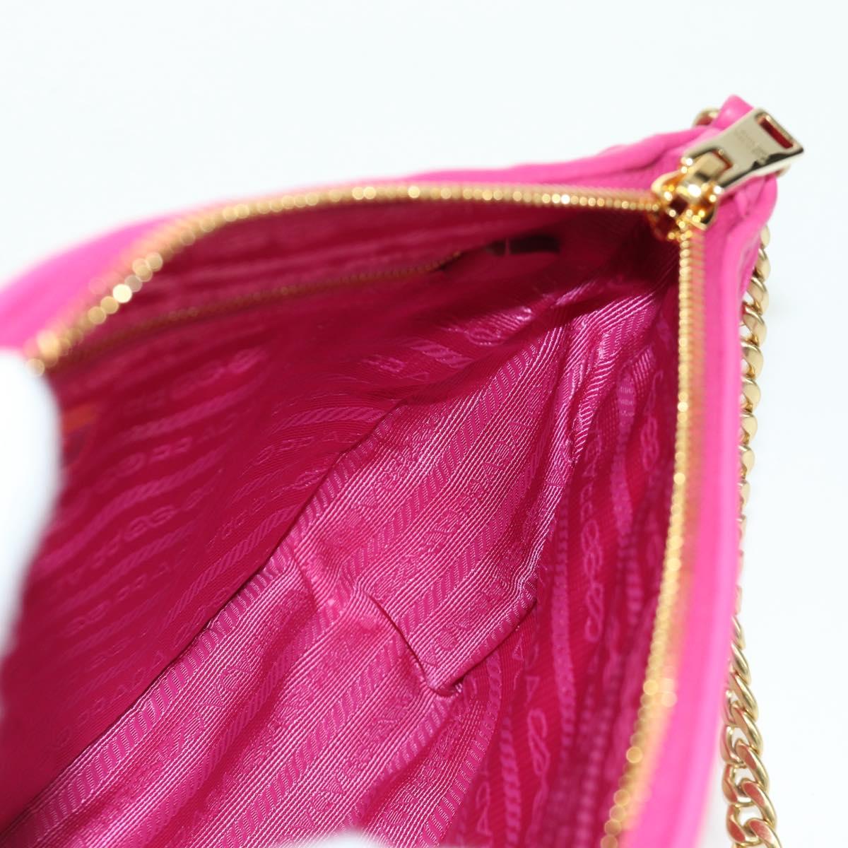 PRADA Chain Shoulder Bag Nylon Pink Gold 1BH152 Auth SW2261SAM