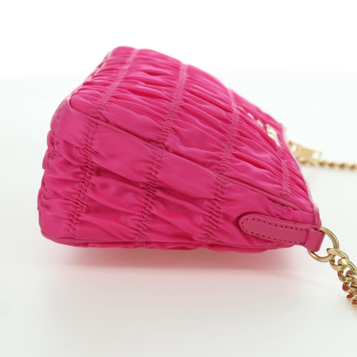 PRADA Chain Shoulder Bag Nylon Pink Gold 1BH152 Auth SW2261SAM