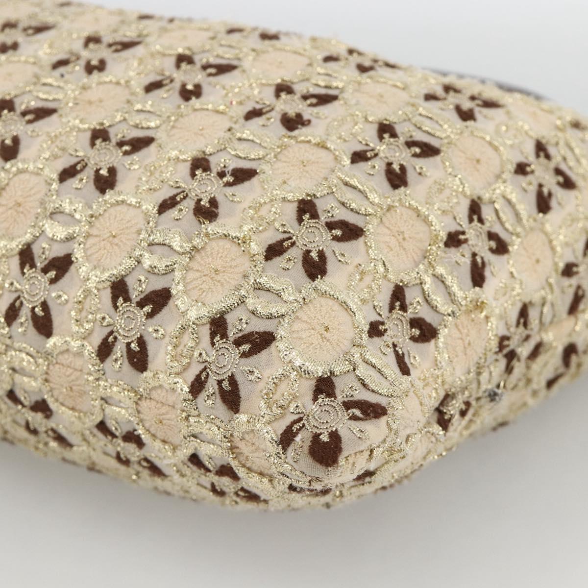 PRADA Hand Bag Cotton Beige Silver BN0701 Auth SW2266A