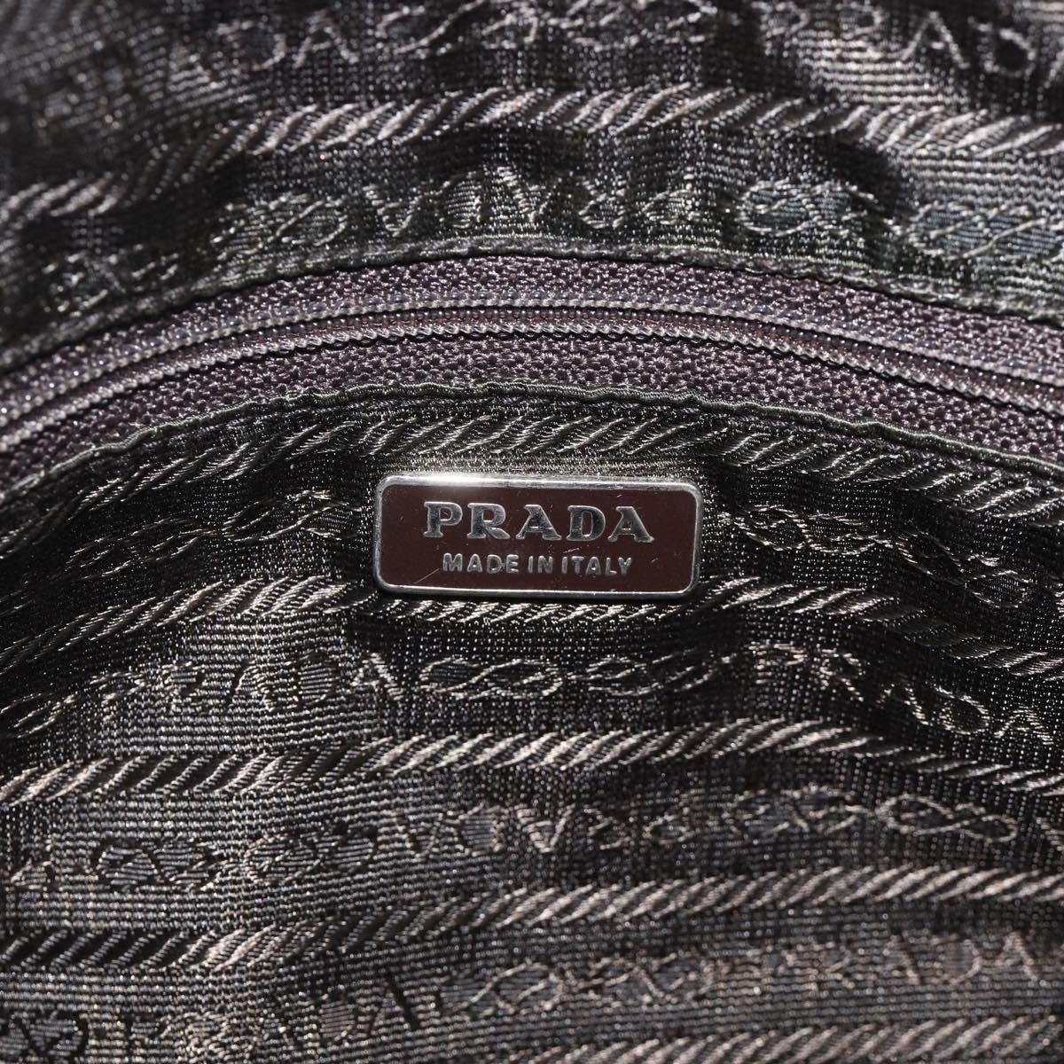 PRADA Hand Bag Cotton Beige Silver BN0701 Auth SW2266A