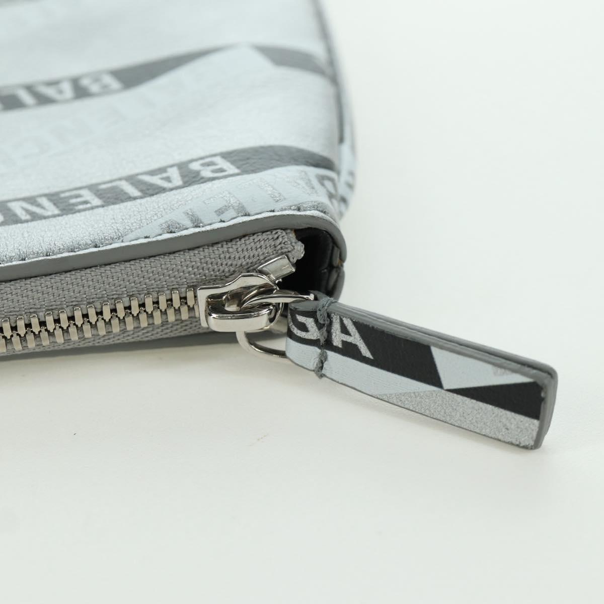BALENCIAGA Clutch Bag Leather Silver Auth SW2267M