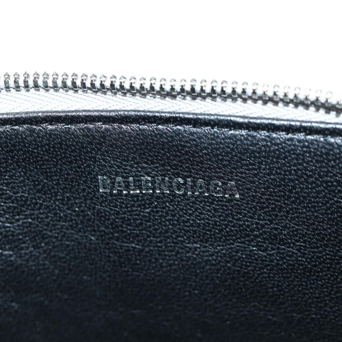 BALENCIAGA Clutch Bag Leather Silver Auth SW2267M