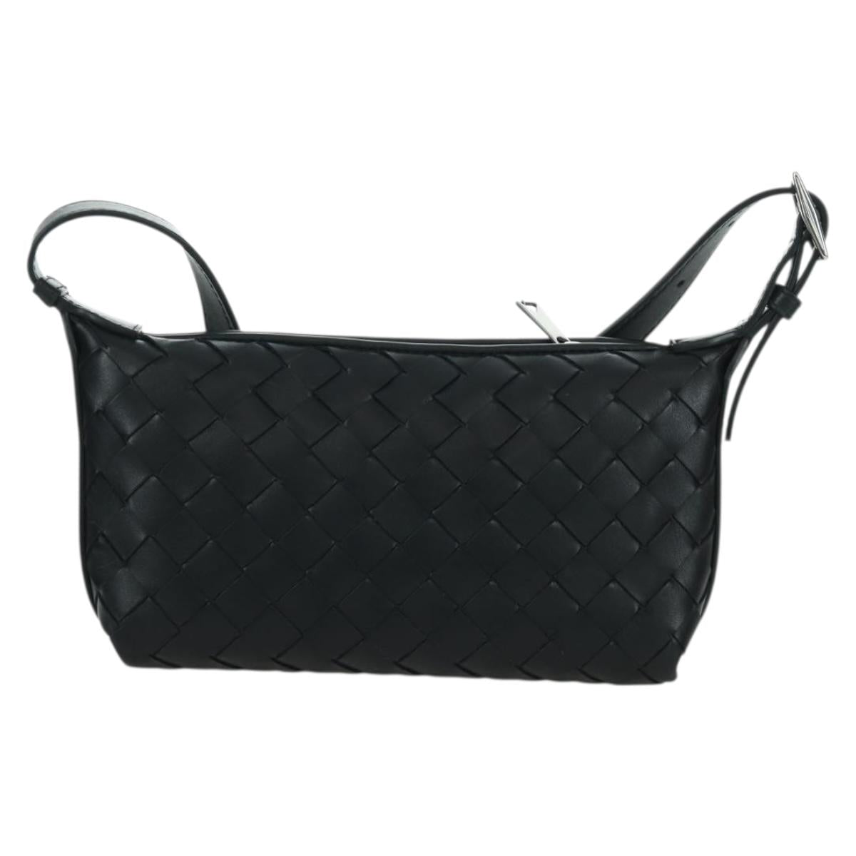 BOTTEGA VENETA INTRECCIATO Traveler Phone Pouch Bag Leather Black Auth SW2269SM