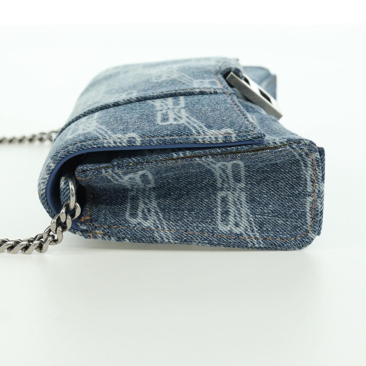 BALENCIAGA Chain Shoulder Bag Denim Blue Silver 656050 Auth SW2270SM