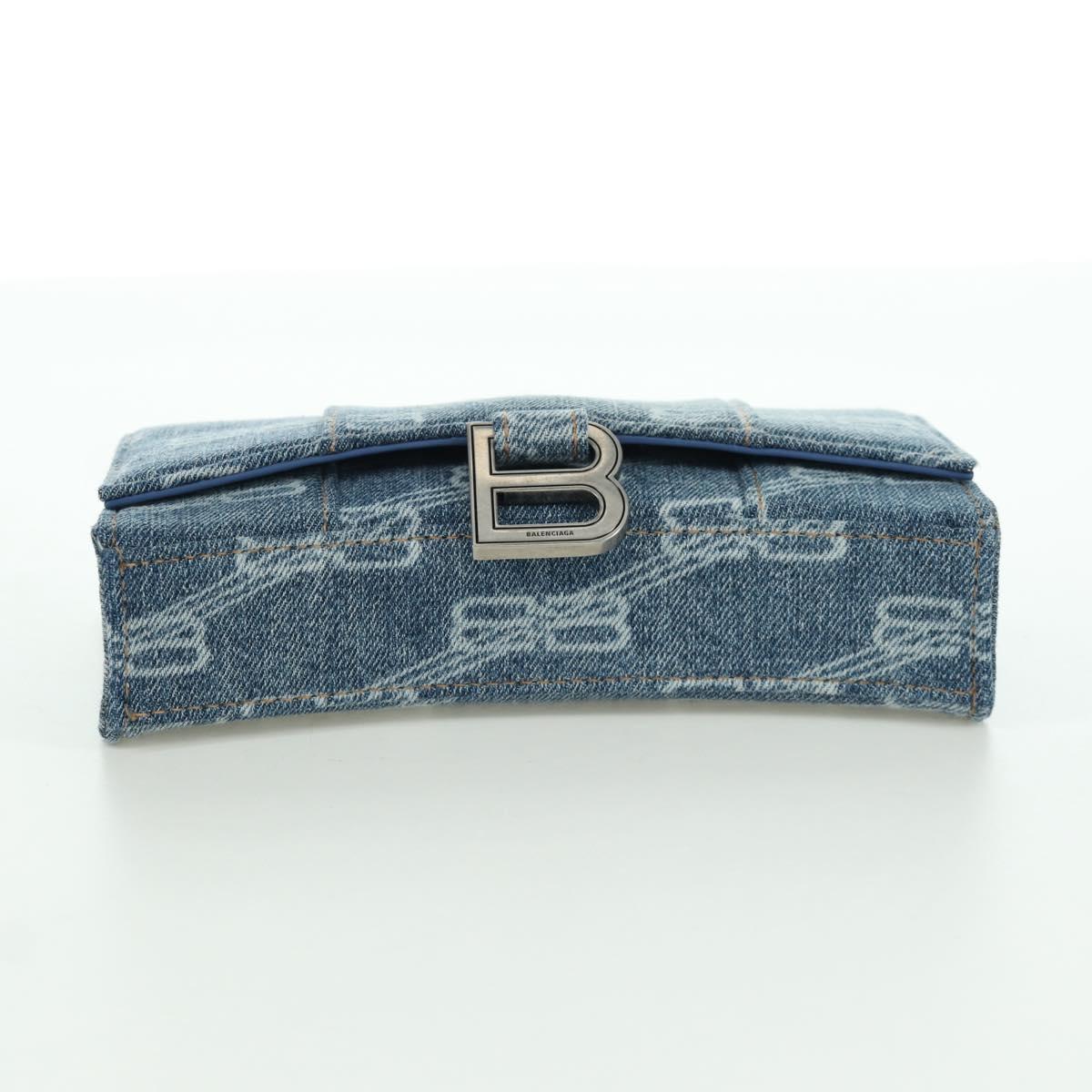 BALENCIAGA Chain Shoulder Bag Denim Blue Silver 656050 Auth SW2270SM