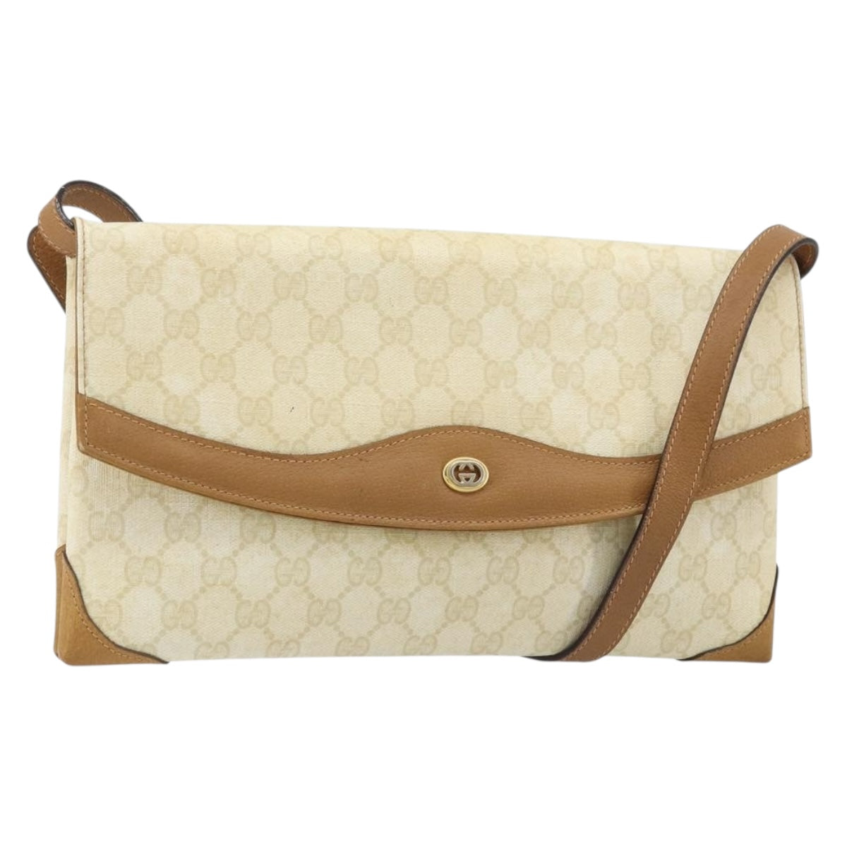 GUCCI GG Supreme Shoulder Bag PVC Ivory Gold 56 02 504 Auth SW2273