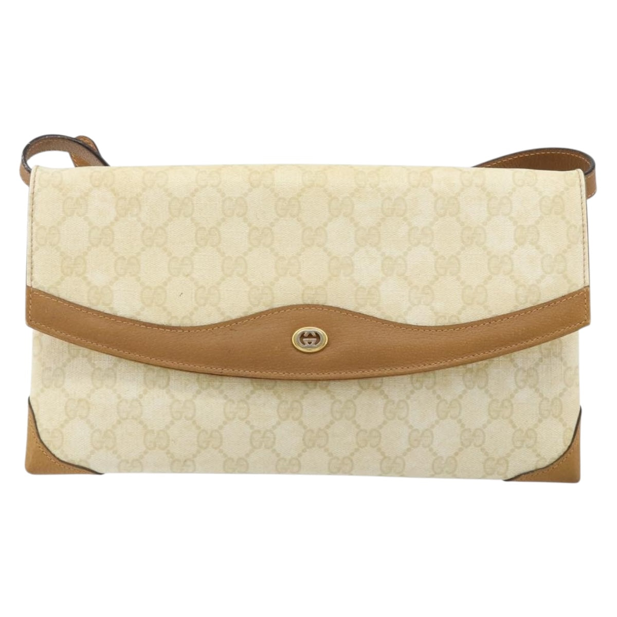 GUCCI GG Supreme Shoulder Bag PVC Ivory Gold 56 02 504 Auth SW2273