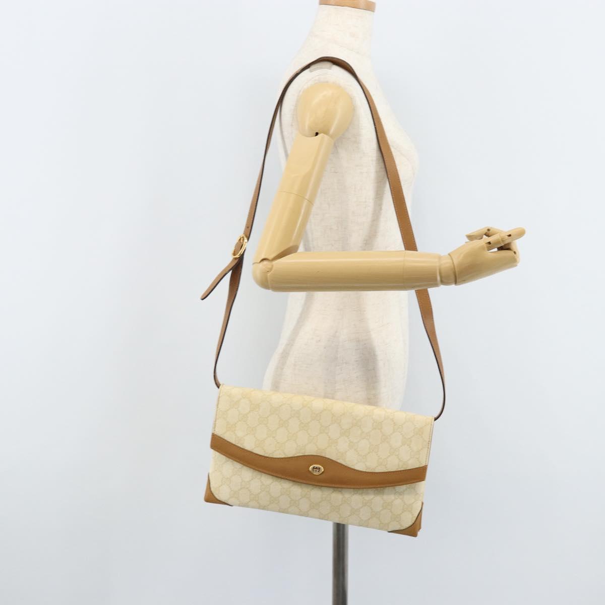 GUCCI GG Supreme Shoulder Bag PVC Ivory Gold 56 02 504 Auth SW2273