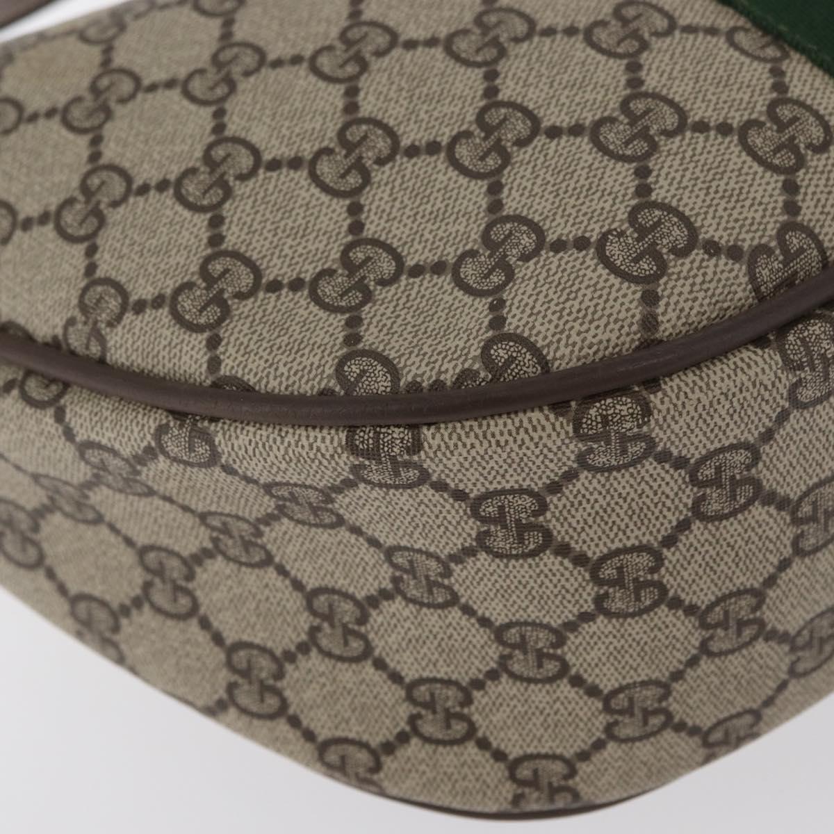 GUCCI GG Supreme Web Sherry Line Bag PVC Beige Gold 10 01 3840 Auth SW2275