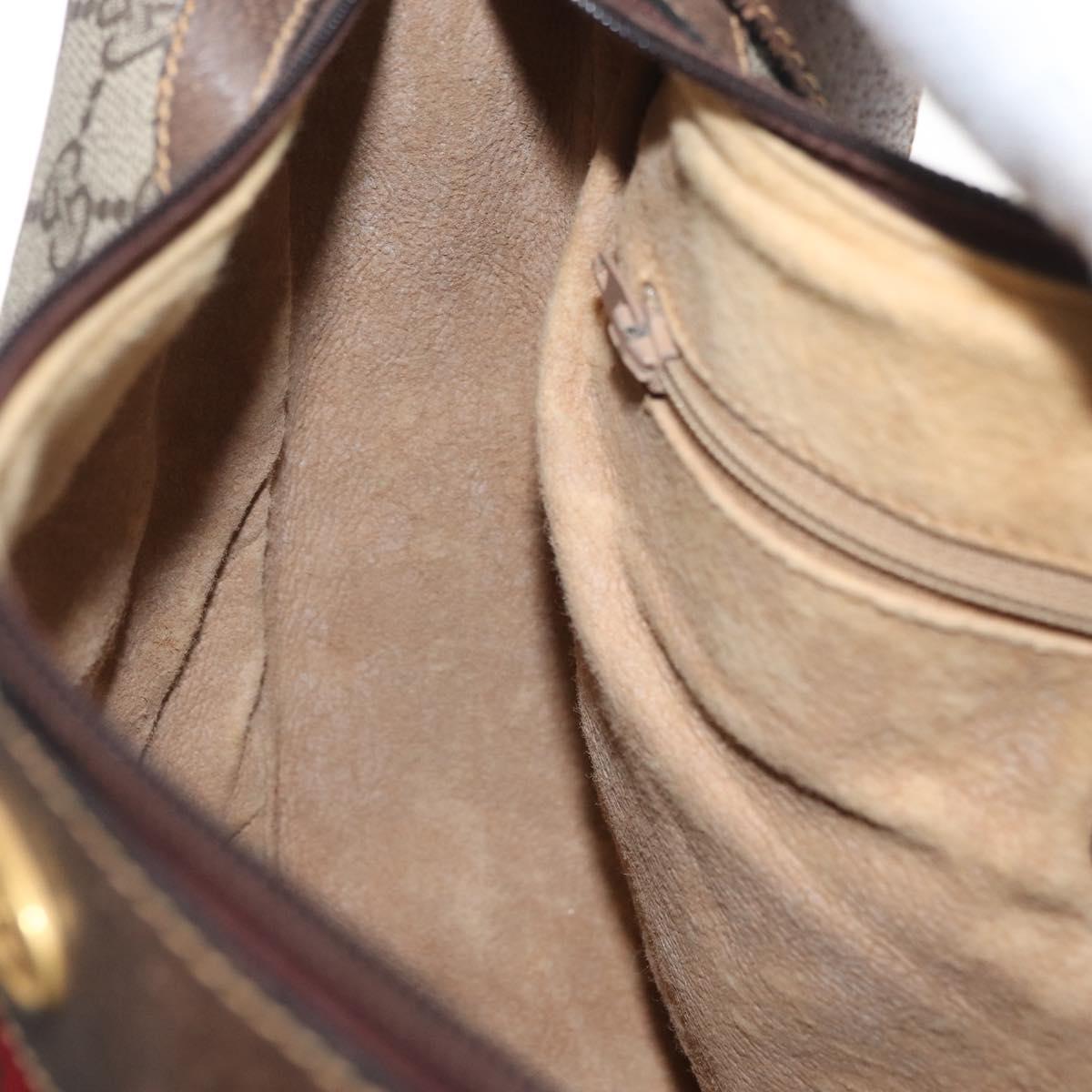GUCCI GG Supreme Web Sherry Line Bag PVC Beige Gold 10 01 3840 Auth SW2275