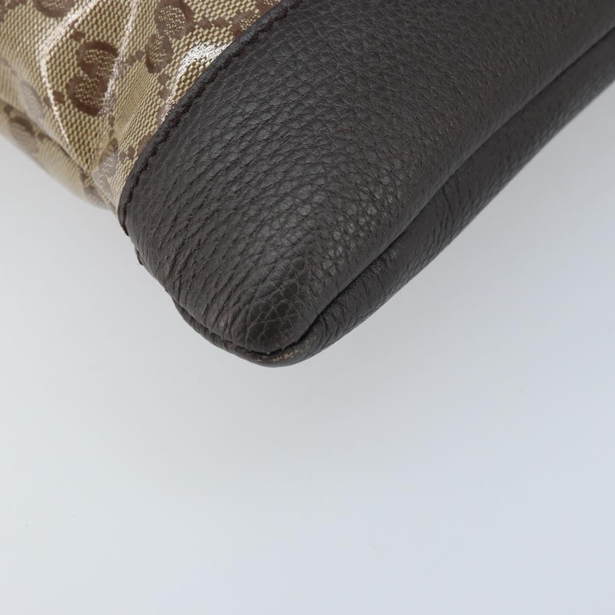 GUCCI GG Crystal Shoulder Bag Coated Canvas Beige Gold 374411 Auth SW2277A