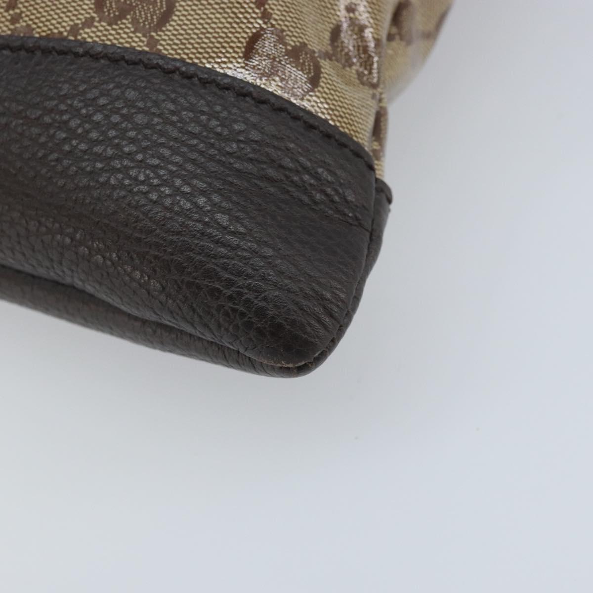GUCCI GG Crystal Shoulder Bag Coated Canvas Beige Gold 374411 Auth SW2277A