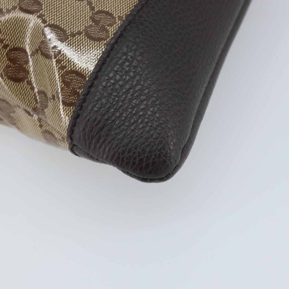 GUCCI GG Crystal Shoulder Bag Coated Canvas Beige Gold 374411 Auth SW2277A