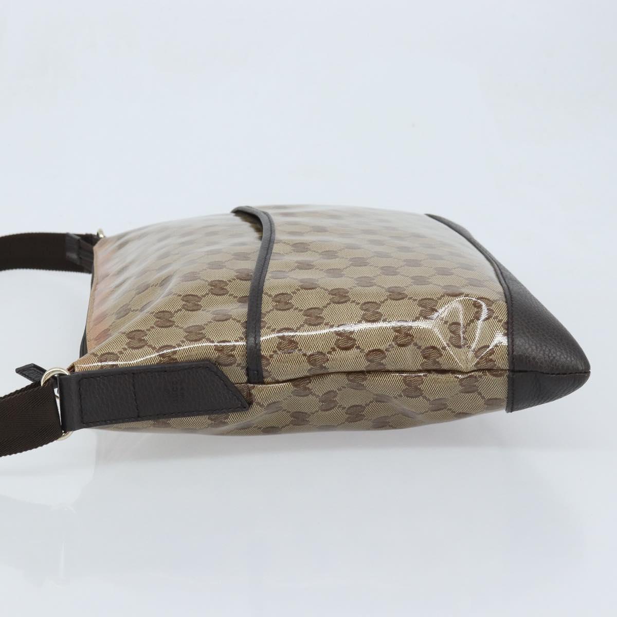 GUCCI GG Crystal Shoulder Bag Coated Canvas Beige Gold 374411 Auth SW2277A