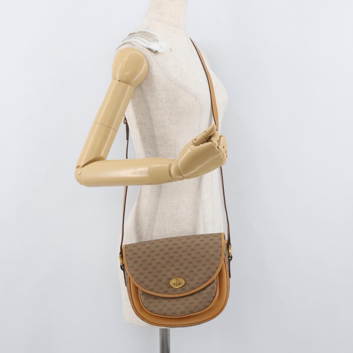 GUCCI Micro GG Supreme Shoulder Bag PVC Beige Gold 001 084 0259 Auth SW2278