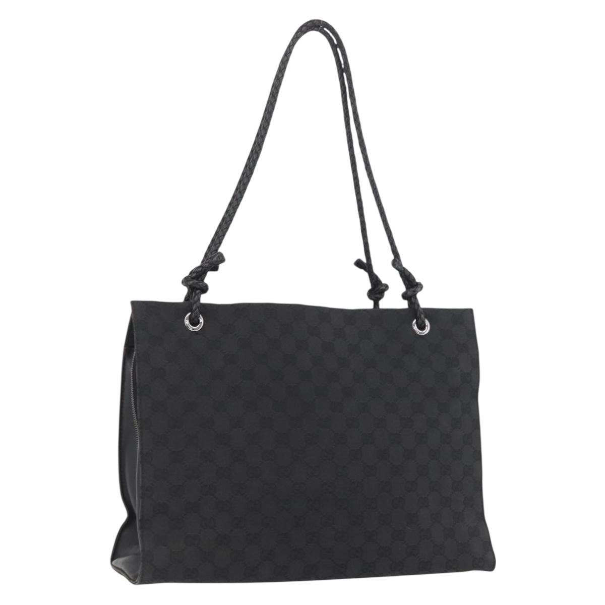 GUCCI GG Canvas Tote Bag Black Silver 109140 Auth SW2279A