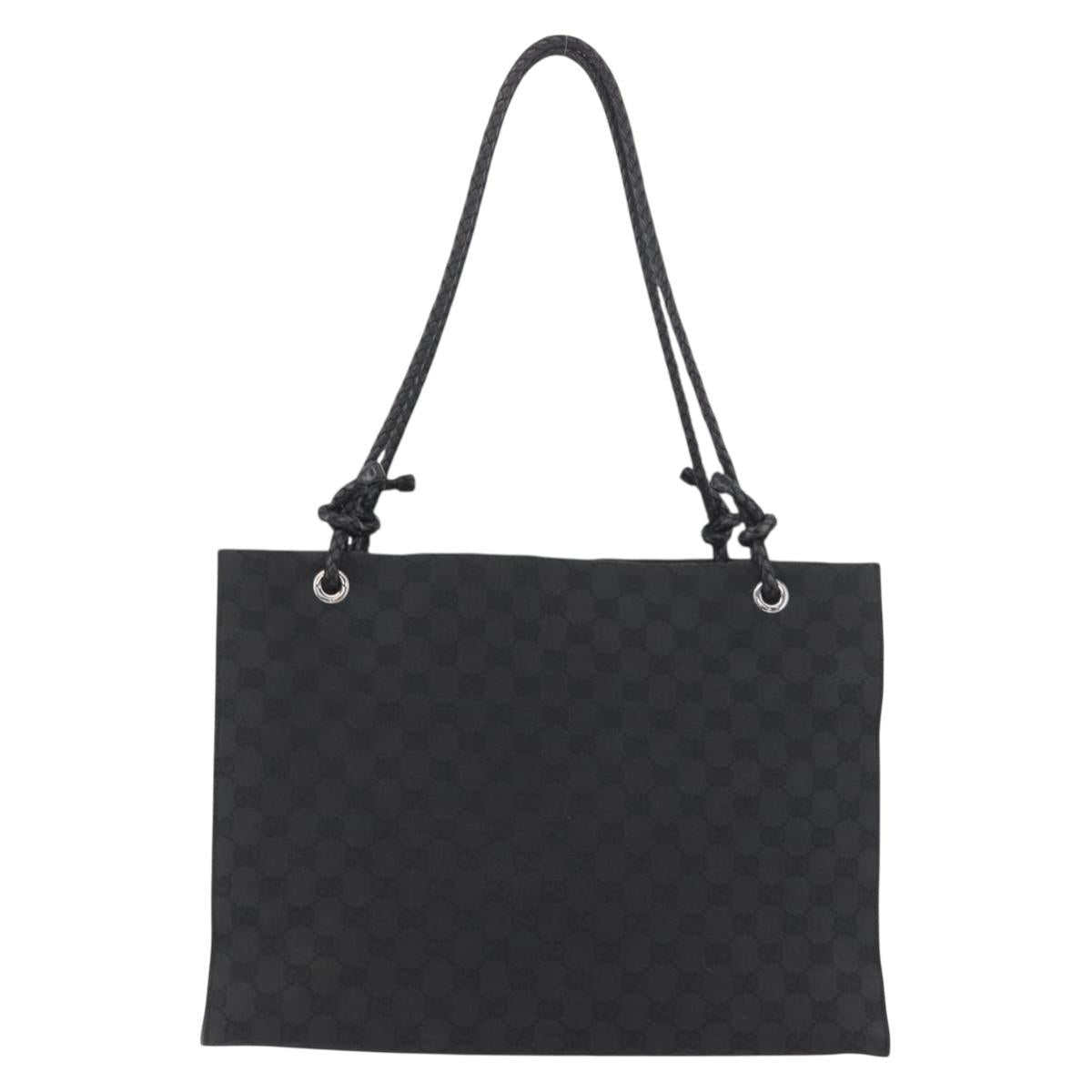 GUCCI GG Canvas Tote Bag Black Silver 109140 Auth SW2279A